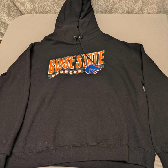 Boise State Broncos Black Hooded Mens XL Hand Warm Pocket Pullover Jacket - Picture 2 of 11